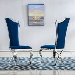 Brand new 👏 Direct Wicker 2 Pieces Velvet Backrest Dining Chair With Stainless Steel Legs Black 👍